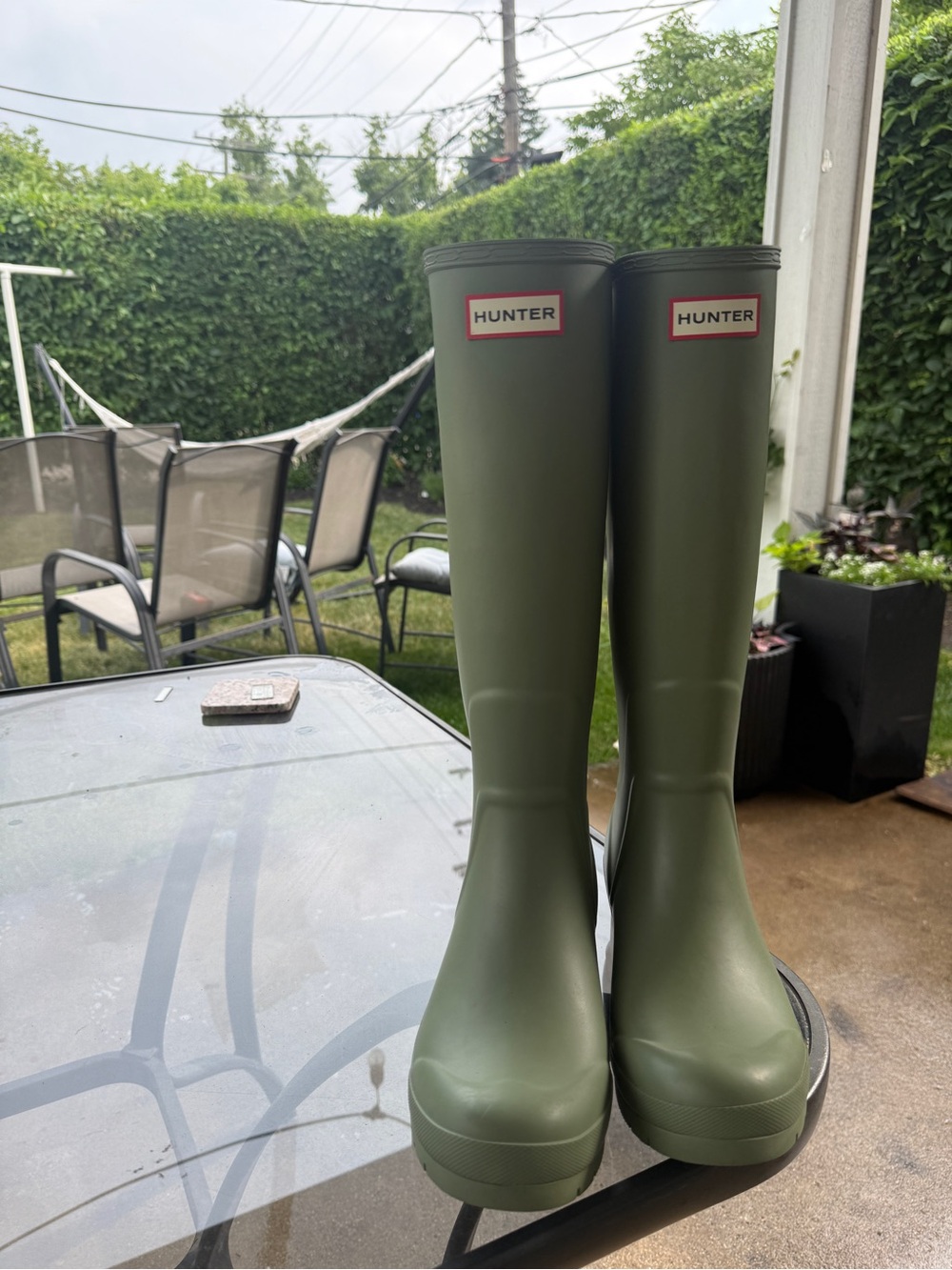 Hunter Olive Tall Waterproof Rain Boots